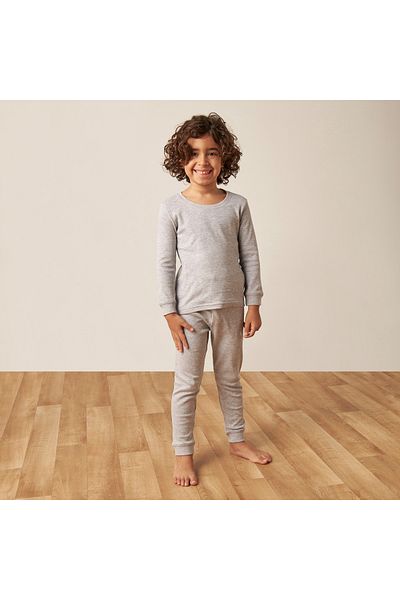 Juniors طقم تيشيرت حراري سادة مع بيجامة