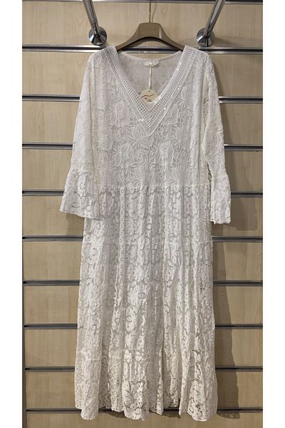 Park Moda Ιταλικό φόρεμα με δαντέλα με λεπτομέρεια παγιέτας με λαιμόκοψη V