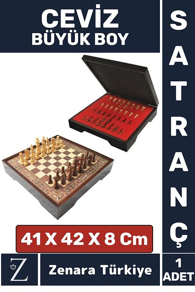 Zenara Elite Series Family Home Friend Camping Picnic Intelligence Strategy Skill Developer Walnut Large Size Chess