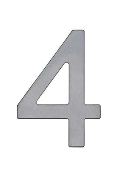 Roco رقم "4" لاصق ذاتي - إنجليزي، فضي