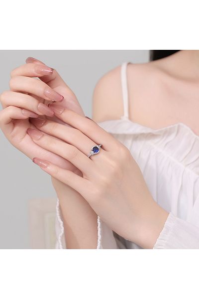 delis Inel Argint 925, Jw1332, Model Elegant Cu Piatra Albastra, Placat Cu Rodiu