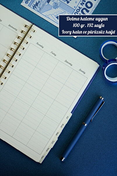 Victoria's Journals Спіральний твердий обкладинка без дати щотижневий планувальник. 12 роздільників, 192 сторінки.