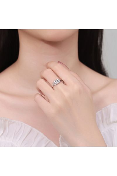 delis Inel Argint 925, Jw1383, Model Patrat Cu Pietre, Placat Cu Rodiu