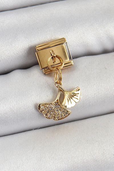 Celira Steel Dangle Zircon Stone Fish Tail Model Gold Color Nomination Charm