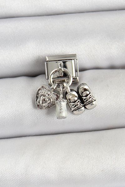 Celira Steel Silver Color Newborn Concept Nomination Charm