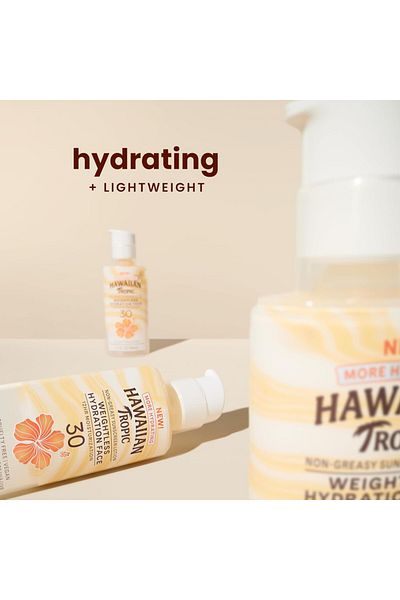 Hawaiian Tropic Oil Free Sunscreen \Wieghtless Hydration for Face, SPF 30 UVA/ UVB Derm tested,50ml