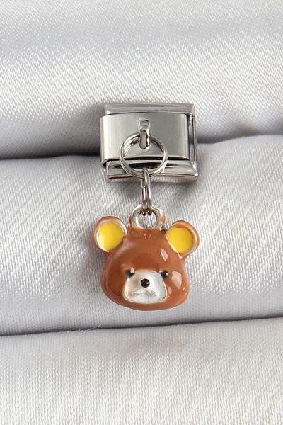 Celira Steel Dangle Brown Teddy Bear Model Silver Color Nomination Charm