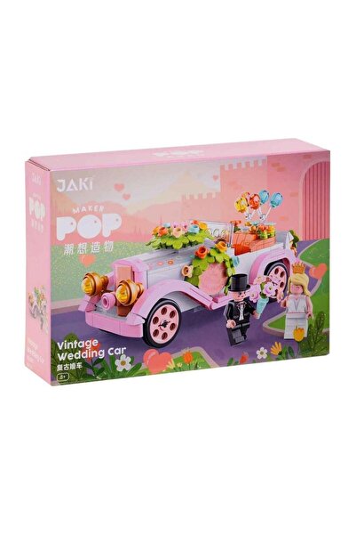 hak-iş oyuncak Wedding Car with Balloons Pink Lego Building Toy