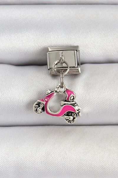 Celira Steel Silver Color Pink Scooter Model Nomination Charm