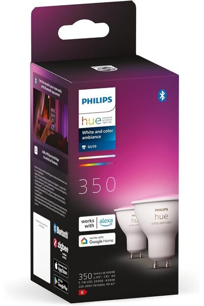 Philips Hue مصابيح LED الذكية Philips Hue GU10 Spot، باللونين الأبيض والملون، مزودة بتقنية البلوتوث، متوافقة مع