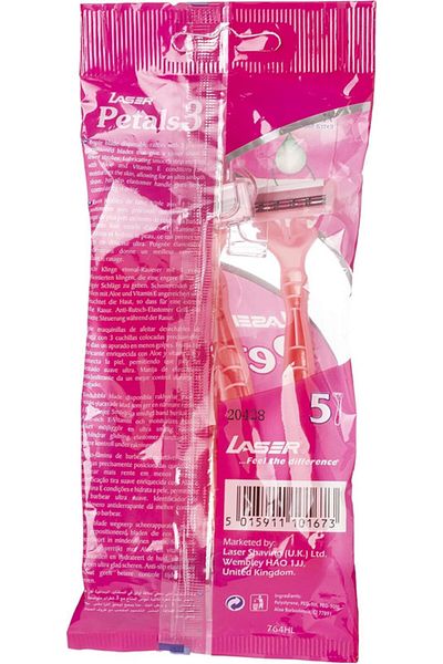 Laser Petals 3 Three Blade Disposable Shaving Razor for Women-5 Pieces