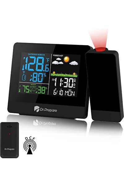 DR.PREPARE Projeksiyonlu Dijital Çalar Saat, Çift Alarm, Dış Sensörlü, İç ve ...