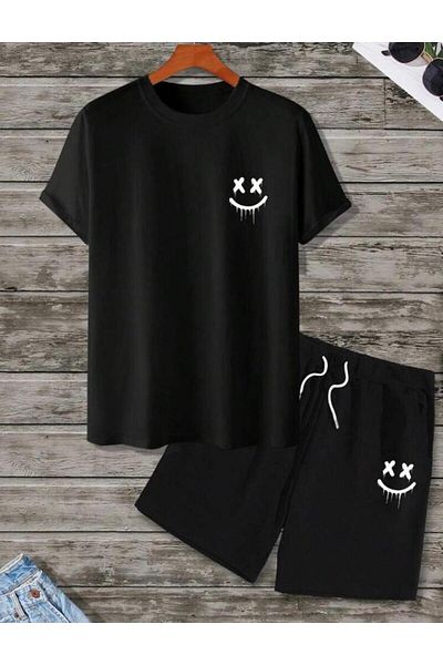 ModaSphere Unisex Oversize Crew Neck Bottom Top T-Shirt Shorts Double Set