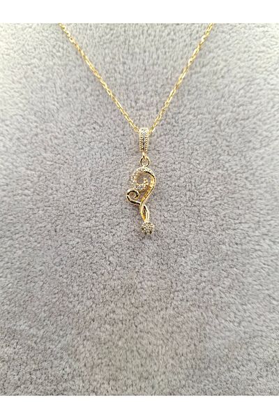 Han Ticarethane Gold Color Stone Design Heart Model Steel Necklace
