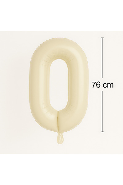 Ege Pastacılık Foil Number Balloon 0 Years Old Cream 76 cm Large Size