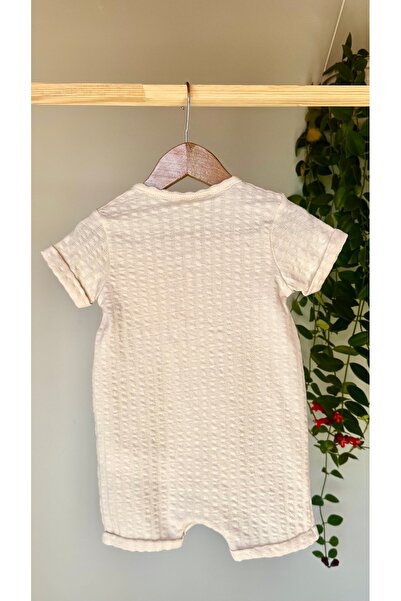KapsülBebek 100% Organic Cotton Summer Baby Romper – Short Sleeves, Shorts, Buttoned Pockets, Patterned Unisex