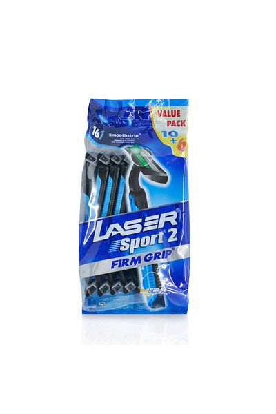 Laser Sport 2 Firm Grip Twin Blade Disposable Shaving Razor-16 Pieces