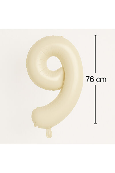 Ege Pastacılık Foil Number Balloon 9 Years Old Cream 76 cm Large Size