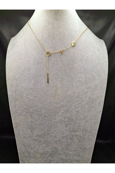 Han Ticarethane Gold Color Special Design Love Written Model Steel Necklace