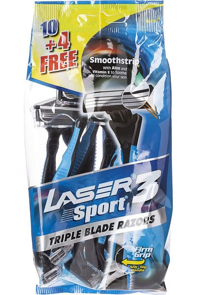 Laser Sport 3 Tripple Blade Disposable Shaving Razor-14 Pieces