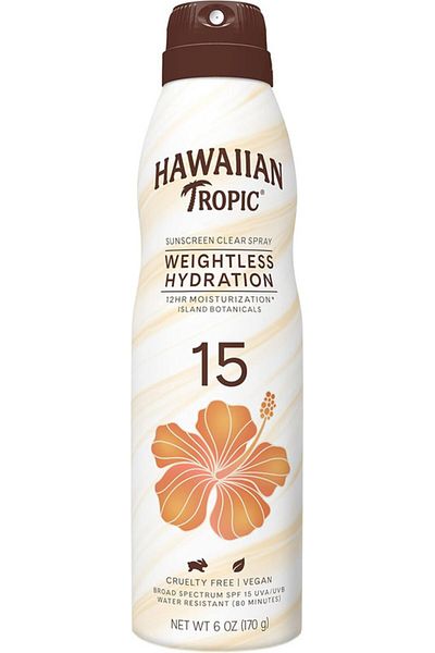 Hawaiian Tropic Sunscreen Clear Spray Weighless Hydration SPF 15 UVA/UVB, 170g