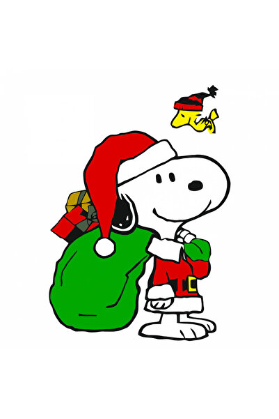 INOVATIX Set de 8 piese, autocolant Snoopy Moș Crăciun cu geantă de jucării, INOVATIX®. 6 cm