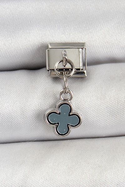 Celira Steel Dangle Smoked Clover Model Silver Color Nomination Charm