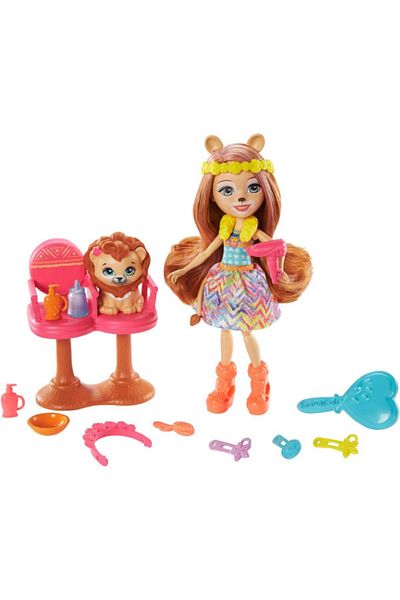 mattel Set de joaca Enchantimals, Lacey Lion si Salonul de coafura