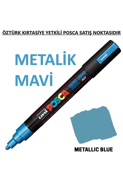 Uni Posca Metallic Blue Marker Pc-5M (1.8-2.5mm) Poska Pc5M Pc - 5m