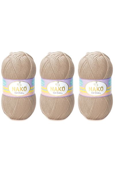 NAKO Elit Baby Anti-pilling Νήματα πλεξίματος χεριών 100 gr 3 τεμάχια Χρώμα 6792 Χρώμα δέρματος