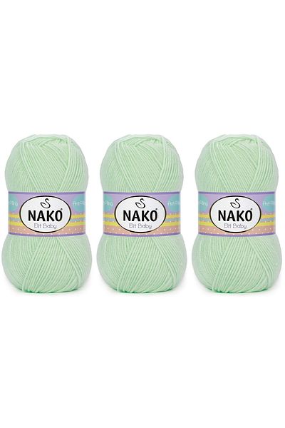 NAKO Elit Baby Anti-pilling Νήματα πλεξίματος χεριών 100 gr 3 τεμάχια Χρώμα 2587 Water Green