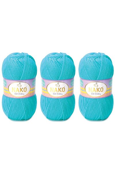 NAKO Elit Baby Anti-pilling Νήματα πλεξίματος χεριών 100 gr 3 τεμάχια Χρώμα 3323 Τυρκουάζ