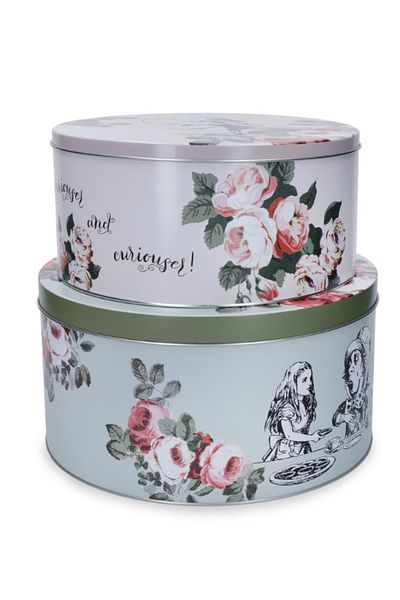 MIKASA X V&A Alice in Wonderland Tin Cake, Biscuit Storage Container Set of 2