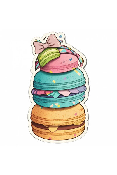 INOVATIX Set de 8 piese, autocolant turn de tort macaron cu fundă, INOVATIX®. 6 cm