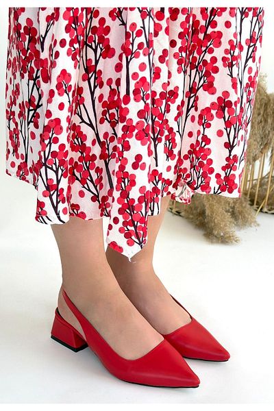 Celira Morji Red Skin Heeled Shoes