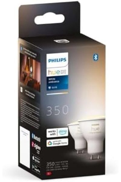 Philips Hue White Ambiance Smart Light Bulb 2 Pack [GU10 Spot] With Bluetooth