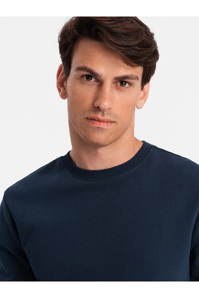 OMBRE BASIC Herren-Sweatshirt aus Baumwolle ohne Stretch - Marineblau V1 OM-SSBN-0159 XXL