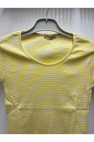 Şen Women - Young Standard Size Striped Short Sleeve Crew Neck Body T-Shirt