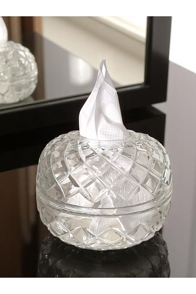 Akden Kristal Crystal Cutting Decor Tableware Glass Napkin Ring