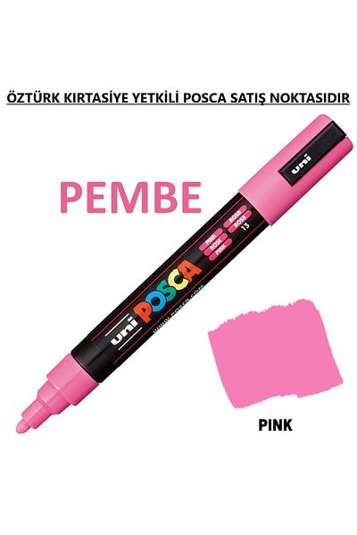 Uni Posca Pink Marker Pc-5M (1.8-2.5mm) Poska Pc5M Pc - 5m