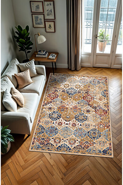 Machine Washable Anti-Slip Base Stain Resistant Floral Living Room Rug Kitchen Rug and Runner