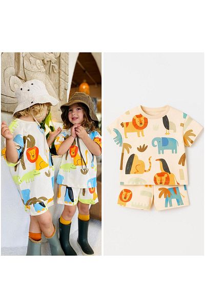 Next Baby Laciel Paris Lion Print Short Sleeve Shorts Bottom Top Set