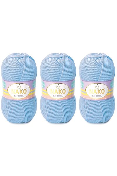 NAKO Elit Baby Anti-pilling Νήματα πλεξίματος χεριών 100 gr 3 τεμαχίων Χρώμα 10305 Μπλε