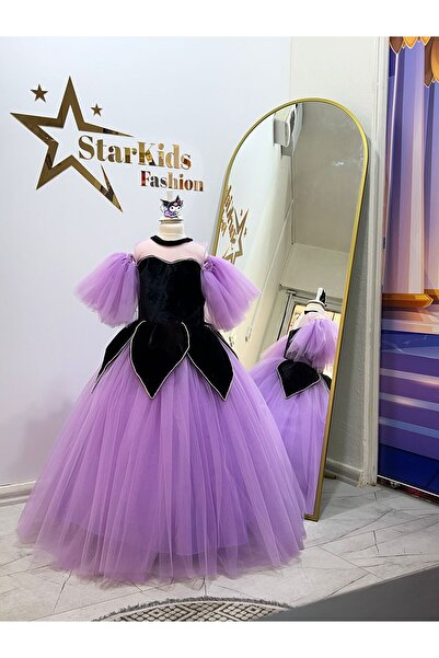 Star Kids Kuromi Elbisesi Parti Kıyafeti ve Gösteri Elbisesi Kostümü Lila Ren...