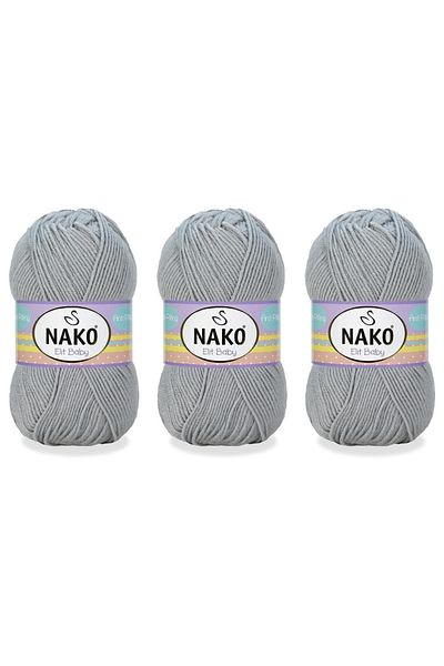 NAKO Elit Baby Anti-pilling Νήματα πλεξίματος χεριών 100 gr 3 τεμάχια Χρώμα 5378 Γκρι