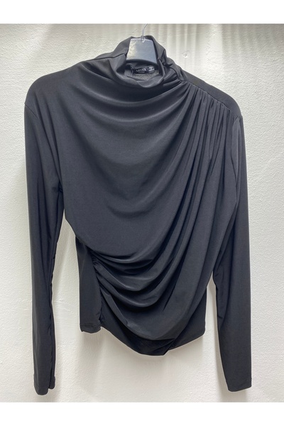 Şen KADIN SANDY BÜZGÜLÜ DRAPELİ BLUZ