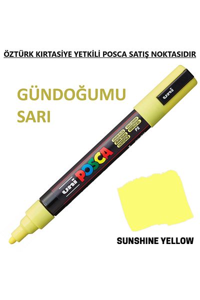 Uni Posca Sun Yellow Marker Pc-5M (1.8-2.5mm) Poska Pc5M Pc - 5m