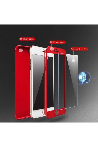 BOEM Case for Apple iPhone 6 Plus Red full 360 degree coverage with free glass protector