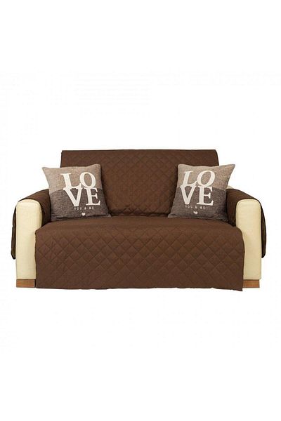 BOEM Quilted 3-seater sofa cover, reversible, 180 x 210 cm, Brown/Beige