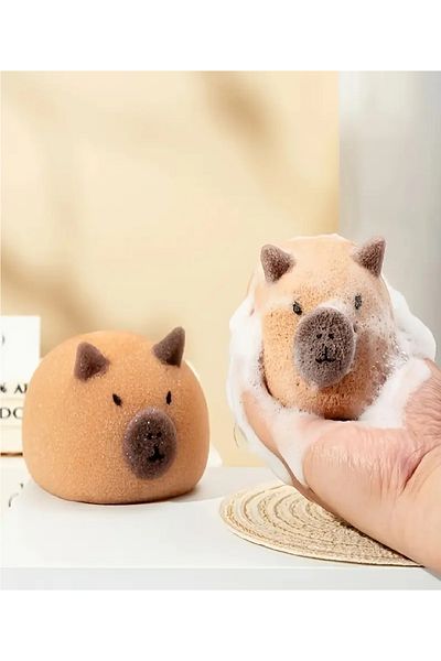 BABUN One Pcs Cute Soft Animal Capybara Bath Sponge Loofah Scrub Kids Bath Sponge Toy